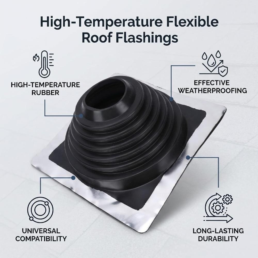 Rubber Material Metal Roof Vent Boot Square Base Flexible Pipe Jack Roof Pipe Flashing For Stove