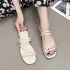 Fashion 2024 Summer  Two Wear Sandals Women's Fashion Korean Edition One Line with Sandals Casual Flat Outsider Slippers  Plus Size 40