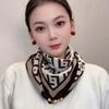 Neck protection magnetic buckle scarf new autumn and winter square scarf women's triangular silk scarf shawl high-end scarf black and white
