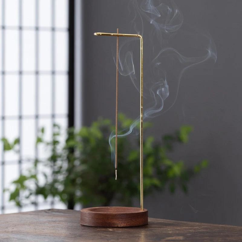 Zen-Style Wooden Upside Down Incense Burner - Unique Smoke-Flow Design Handcrafted Home Decor for Bedroom/Yoga Meditation & Gift