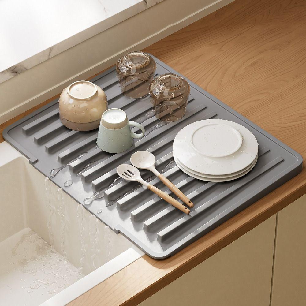 Non-slip Silicone Dish Drying Mat Slope Diversion Design Pot Holder  Glassware