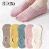 5 пар однотонных конфетных цветов, невидимые силиконовые нескользящие женские носки-следки, модные женские летние носки для девочек, стиль коротких носков