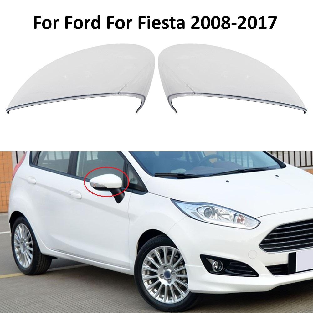 1Pcs Left/Right White Rearview Side View Mirror Replacement Cover Caps Case Shell For Ford For Fiesta 2008-2017 Car