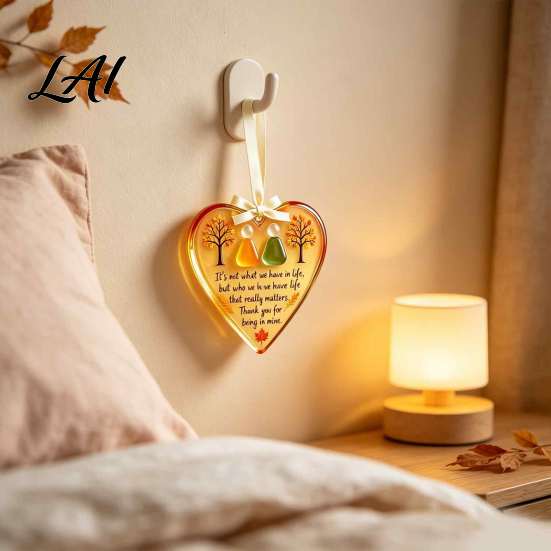 Covered Patio Hanging Ornament Sea Glass Ornament Heart-Shaped/Maple Leaf Friendship Acrylic Sun Catcher Handmade Seaglass Keepsake for Holiday