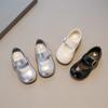 Кожаная обувь для девочек 2025 весна и осень новая детская обувь серебристая маленькая девочка принцесса мягкая подошва Мэри Джейн детская обувь