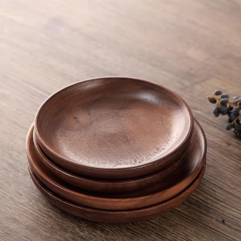 Huabeishi Solid Black Walnut Round Serving Tray