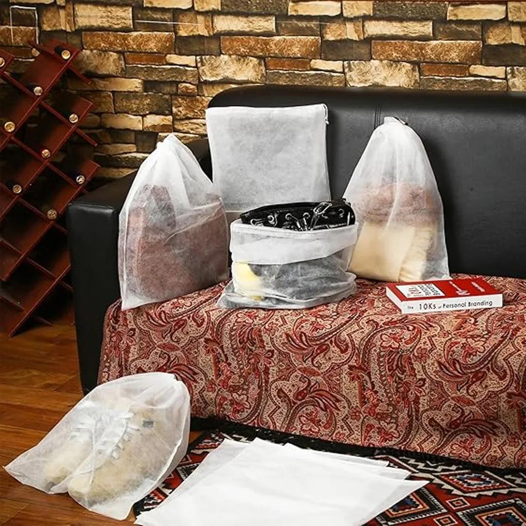 10pcs-Shoe Dust Covers Non-Woven Dustproof Drawstring Clear Storage Bag Travel Pouch Shoe Bags Drying Shoes Protect