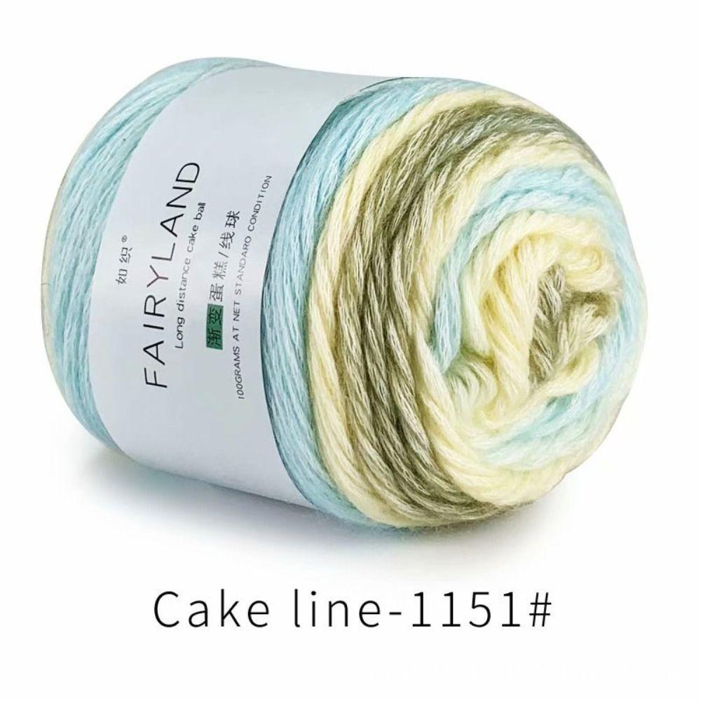 Hand-woven Rainbow Woollen Yarn 100g Multi-Color Yarn Dyeing Crocheting Cake Yarn  Baby