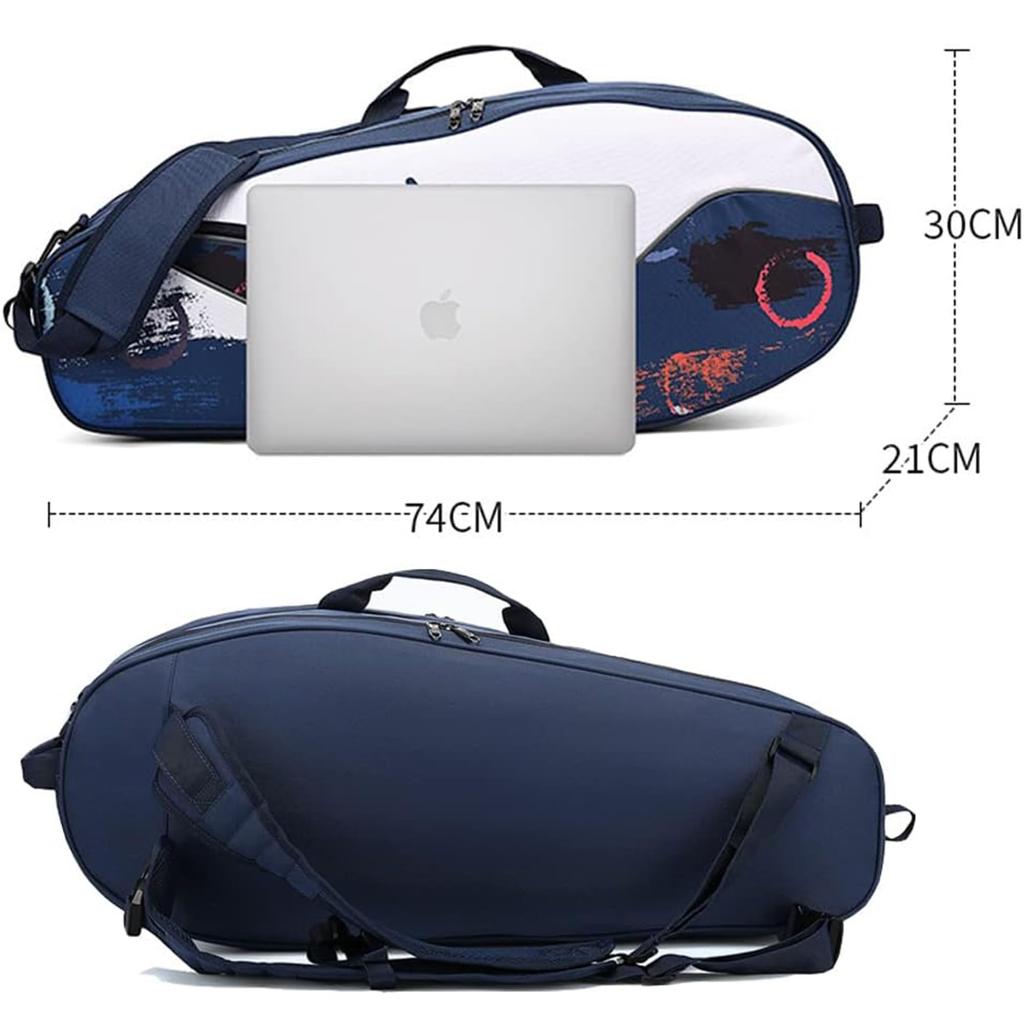 FMAFNLY Сумка для ракеток Сумка для ракеток Рюкзак Чехол для теннисной ракетки Сумка для бадминтона Теннисная сумка 6 предметов 2 отделения для хранения обуви Водонепроницаемый материал Удобно носить с собой