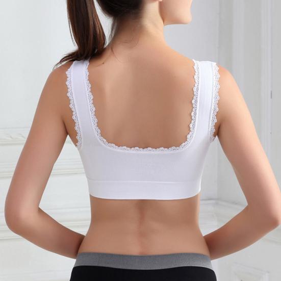 Solid Color Women Lace Trim Seamless Padded Wire Free Bra Crop Top Underwear