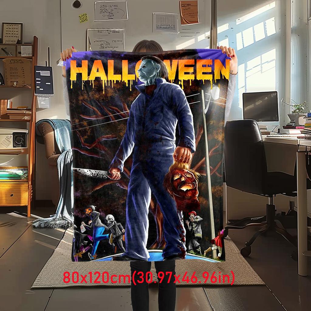 Halloween Horror Movie Poster Blanket Perfect All Seasons Soft Comfortable Sofa Office Nap Travel Festive Gift