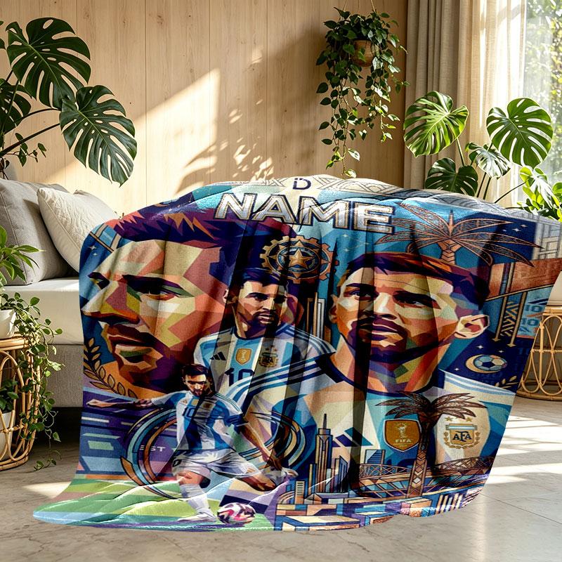 Custom Name Personalized Lionel Messi Print Blanket, Home Decor, Bedroom, Sofa, Camping, Couch, Gifts for Birthday Christmas