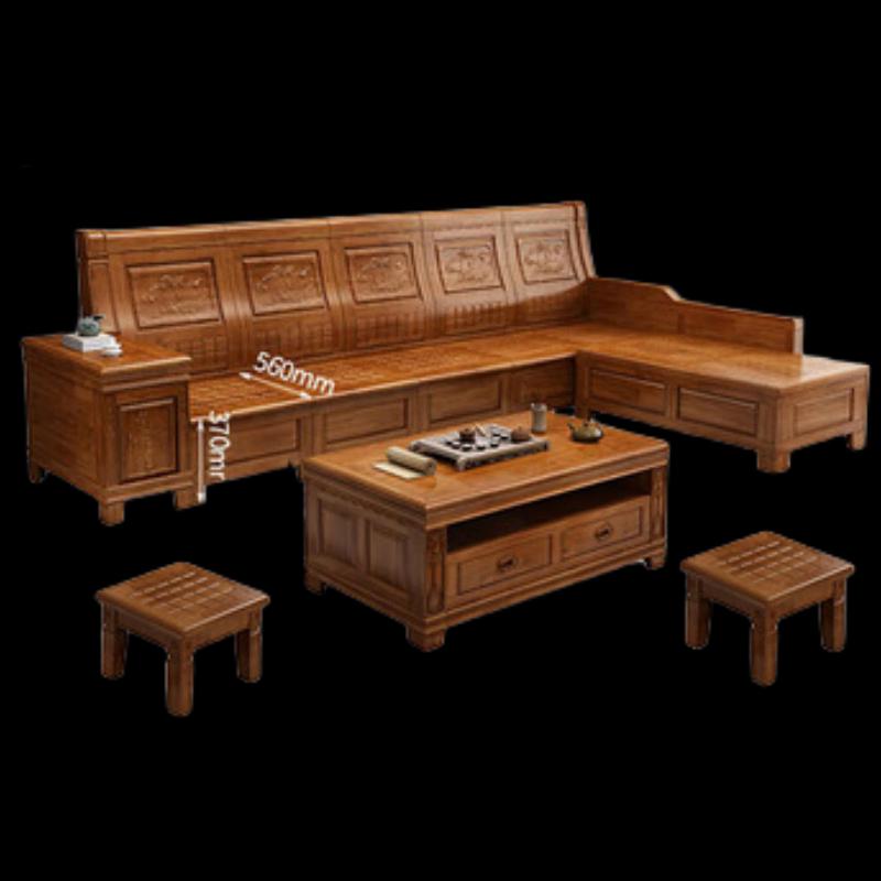 Miling Camphor Wood New Chinese Style Solid Wood Sofa Set