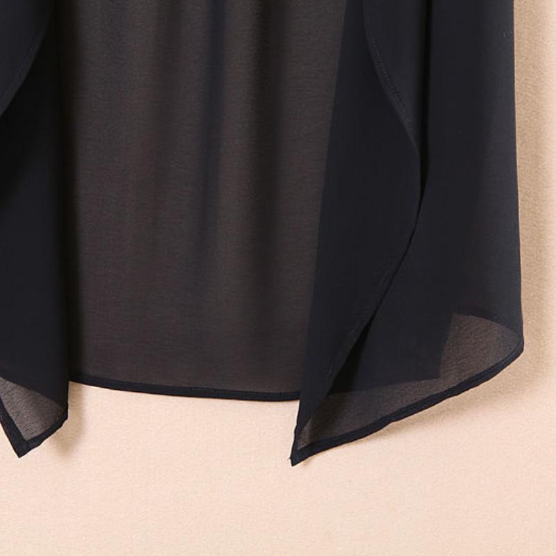 Шифоновые жилеты женские праздничные уличные однотонные черные милые тонкие летние универсальные феи верхняя одежда сексуальная длинная драпированная винтажная открытая строчка