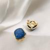 Large Gold Stud Earrings Accessories for Women with Blue White Stones Luxury Party Ear Jewelry Earring
