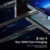 3 в 1 100 Вт USB Type C кабель для быстрой зарядки для iPhone, Xiaomi Poco, Samsung Micro USB Type C многопортовый кабель для зарядки
