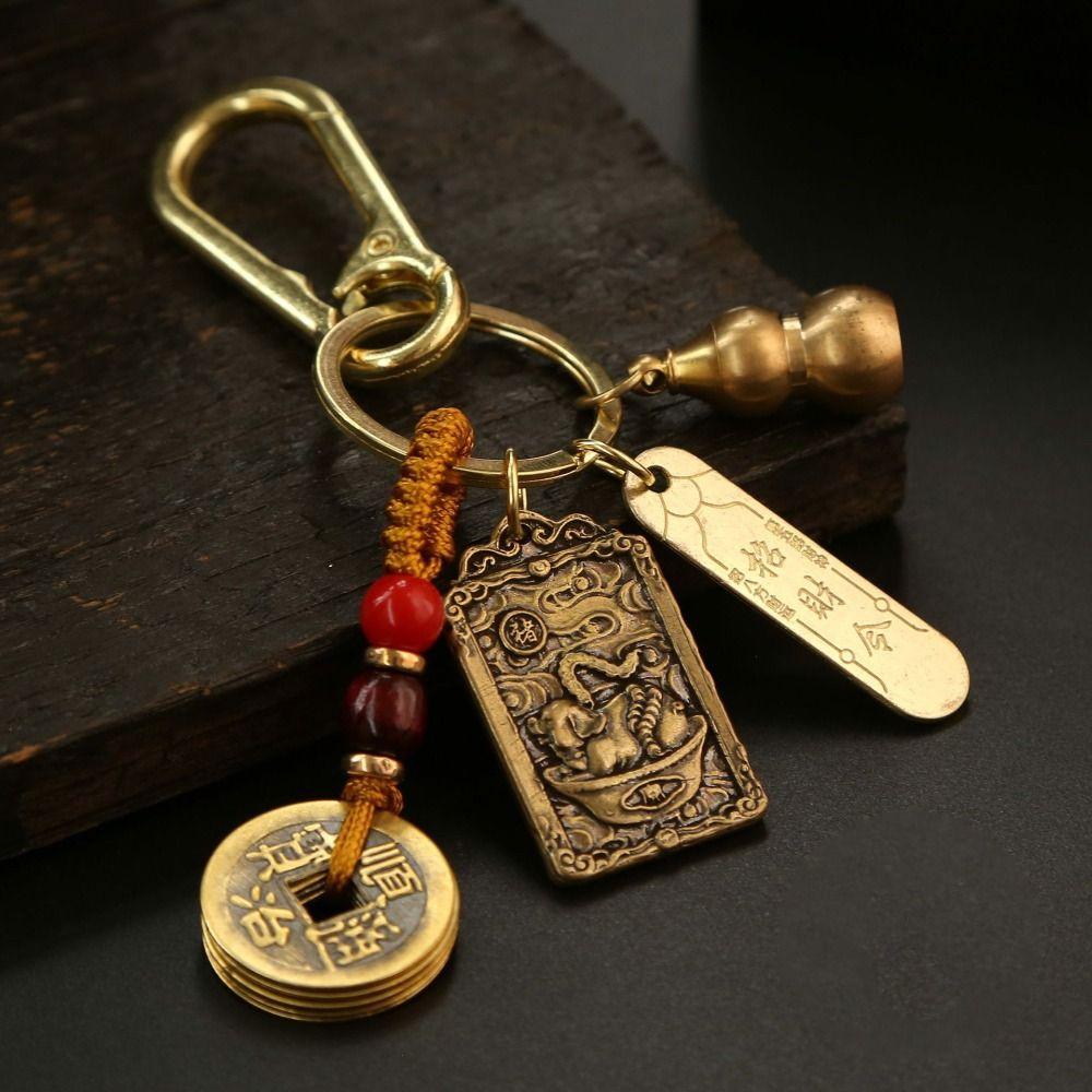 Амулет-брелок со знаком зодиака, металлический кулон с восемью богами-хранителями в китайском стиле, пять императоров, деньги