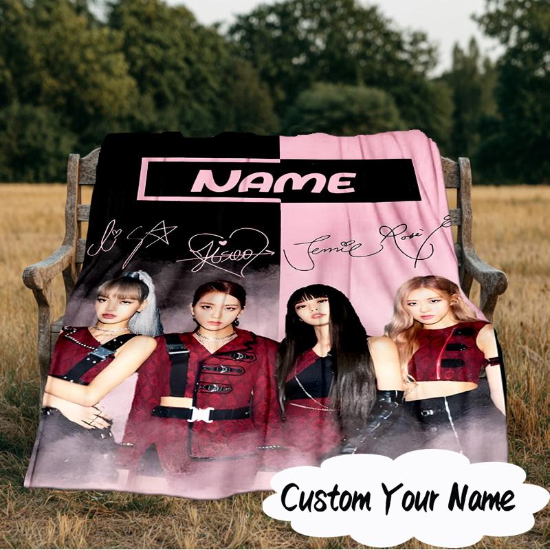 Custom Name Kpop Group Fashion Blanket Ideal Bedding Blanket Perfect for Travel, Camping, Living Rooms, Offices, Sofas, Fan Christmas gift
