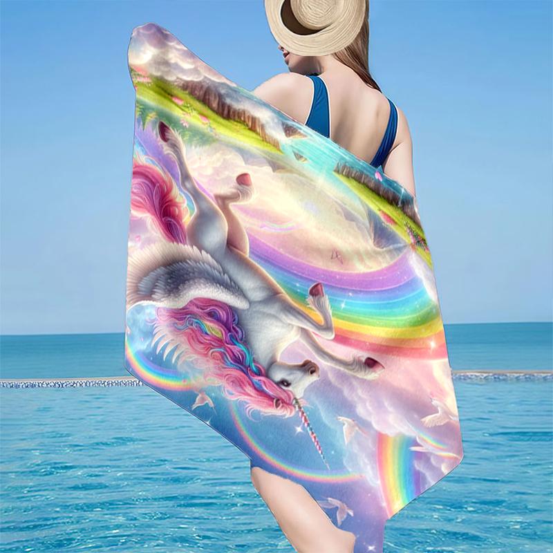 Unicorn In Enchanted Garden Beach Towel, Super Soft Microfiber, Gift for Her/Him, Birthday, for Pool, Beach, Travel, Home Decor Fan gifts