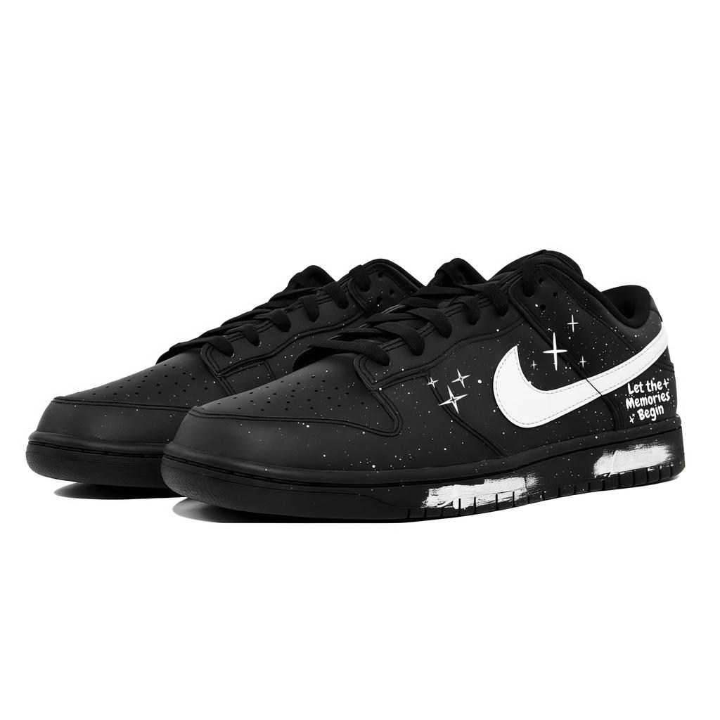 Nike Dunk Starry Memory Begins Abrasion Resistant Abrasion Resistant Low top Skateboard Shoes Unisex Black IO7606-010(Team266-)