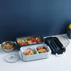Bento lunch box Bento box for student desk Double-layer microwave Heating container Food storage container | Breakfast boxes (blue)