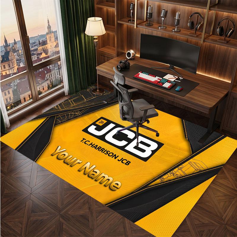 JCB Personalized Crystal Velvet Carpet, Customized Name Text Soft Anti‑Slip Rug for Living Room Bedroom