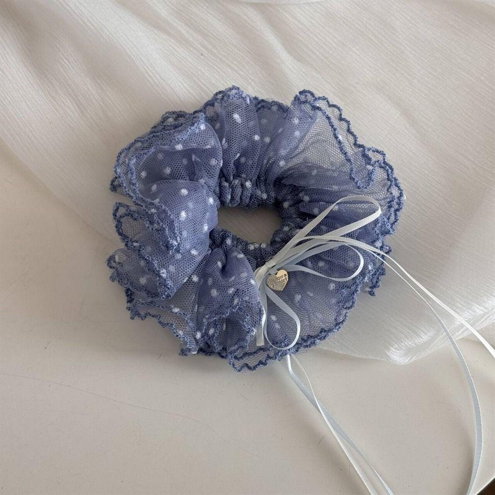 Bow Pleated Scrunchies Ribbon Oversized Hair Ropes Ins Polka Dot Scrunchies  Ponytail Holder
