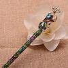 Retro Women Enamel Crystal Peacock Hair Stick Pin Chinese Style Handmade Accessories Ladies Gentle and Elegant Jewelry Headwear