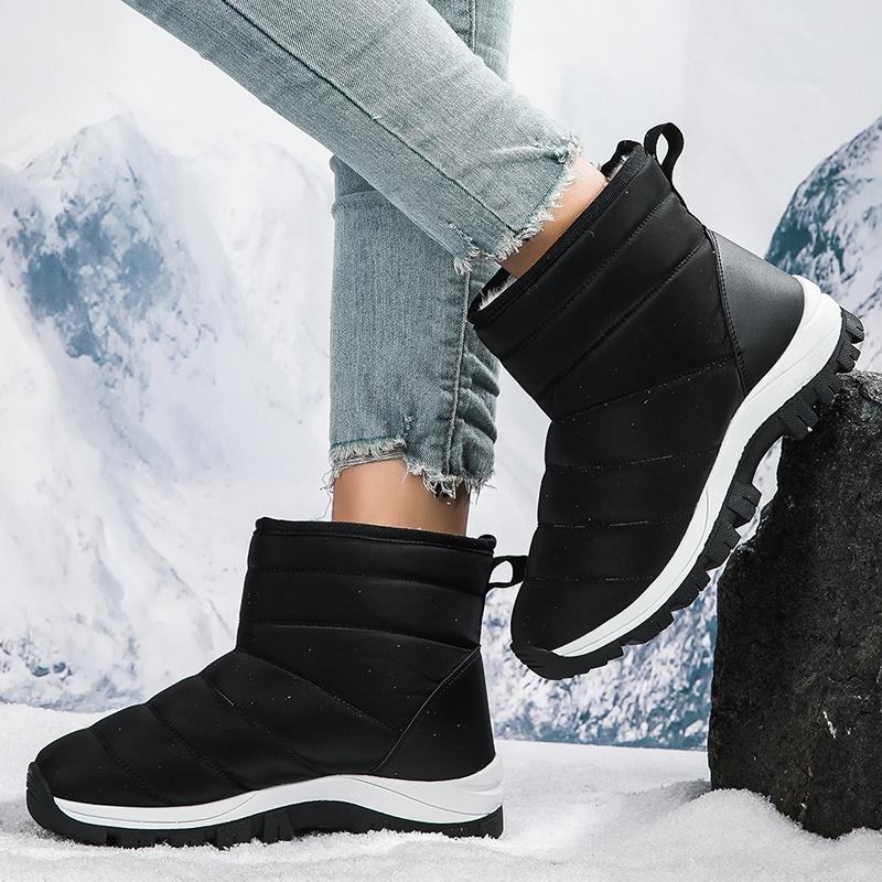 Ladies' Winter Fashionable Anti Slip Wear-resistant and Warm High Top Cotton Shoes with Added Fleece Outdoor Snow Boots
