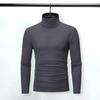 Men Autumn Winter Slim Fit Bottoming T-shirt Turtleneck Long Sleeve Solid Color Elastic Thin Pullover Tops Streetwear