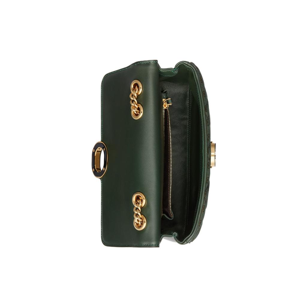 Gucci Deco Double G Logo Quilted Canvas Tote Crossbody Bag Women bags Dark-Green 740834-9AACL-3060