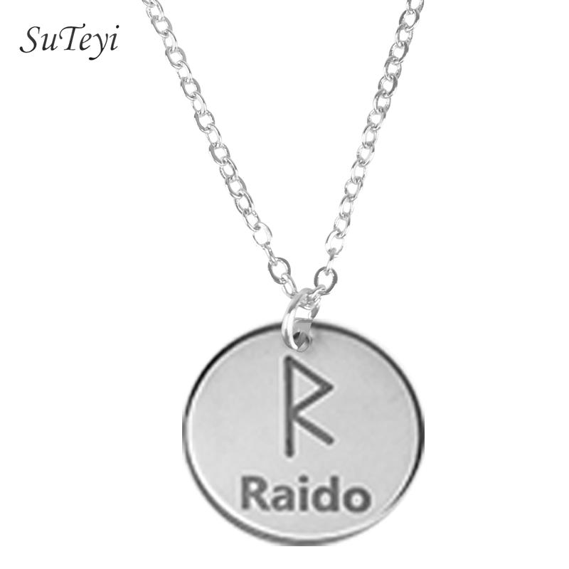Круглая подвеска-ожерелье с рунической буквой, 25 мм, серебристый цвет, диск из нержавеющей стали, викинговские ожерелья для женщин и мужчин