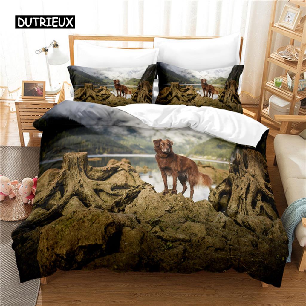 Комплект постельного белья Snow Dog, комплект пододеяльников, постельное белье с 3D-печатью, комплект постельного белья размера Queen, модный дизайн