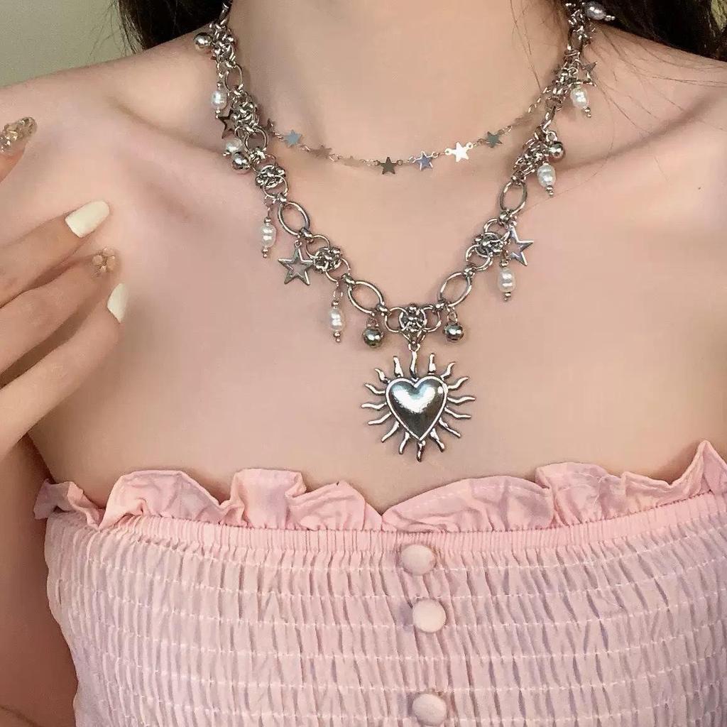 Ожерелье с черным бисерным крестом в готическом стиле Y2K и аксессуар к толстовке для крутой девушки