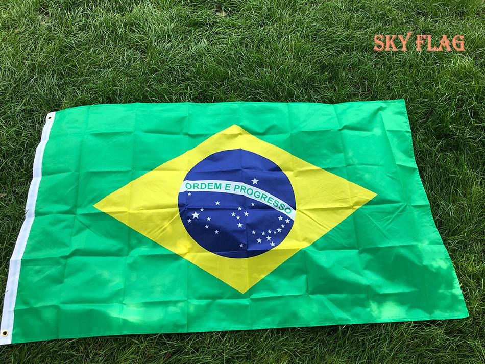 SKY FLAG Большая Флаг Бразилии 90x150см Для подвешивания Полиэстер Цифровая печать Бразилия Бразильский Баннер Флаг для Празднования