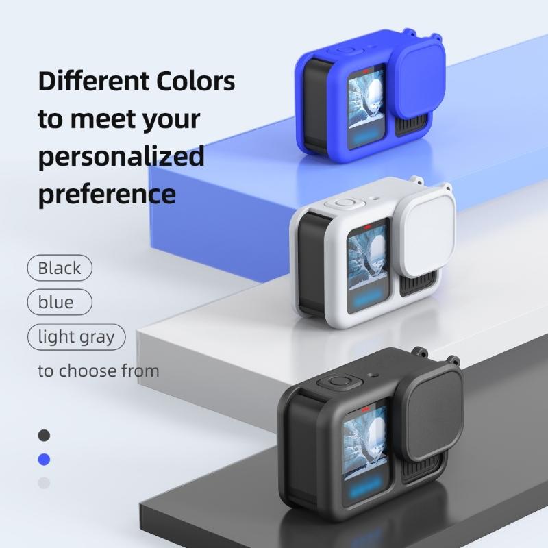 Silicone Protective Case Set For Action Camera and Lens Cover Shockproof With Lens Guard Screen Protector