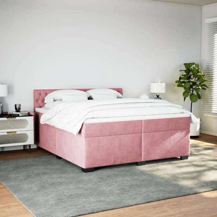 Maison Exclusive - Sommier à lattes de lit avec matelas Rose 200x200 cm Velours