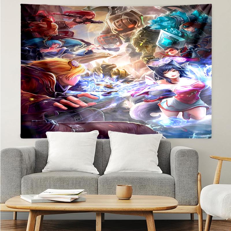 League of Legends Jinx Tapestry for Bedroom Aesthetic Classroom Tapestries Wall Hanging for Living Room Dorm Office,Ideal Creative Gift