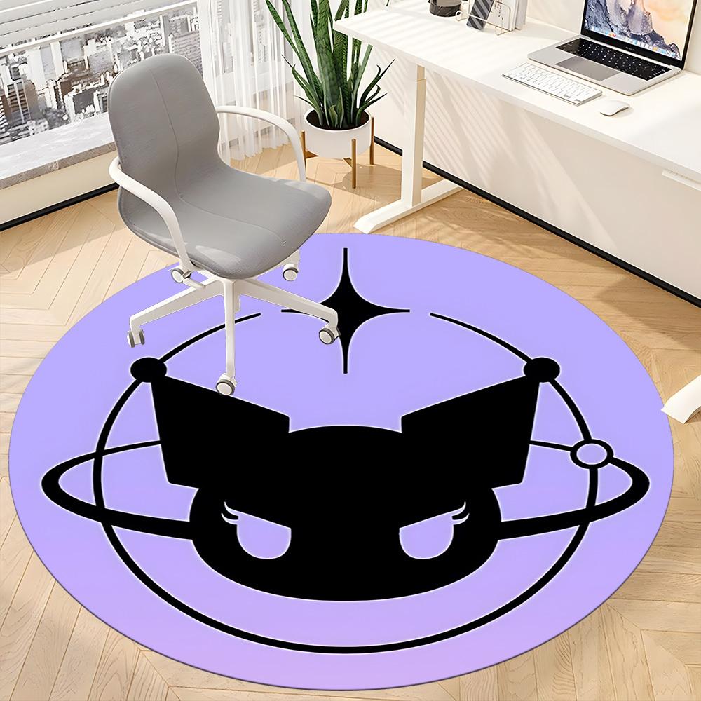 Kuromi Cat Office Round Area Rug, Indoor Mat Suitable For Office,Bedroom Living Room Home Decor, Room Deco a0908136