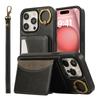 Чехол-кошелек из кожи с держателем для карт и кольцом для iPhone 15 16 Pro Max 14 Plus 13 12 11 XS XR SE 2025 Подставка Ремешок Карманный Кошелек Обложка
