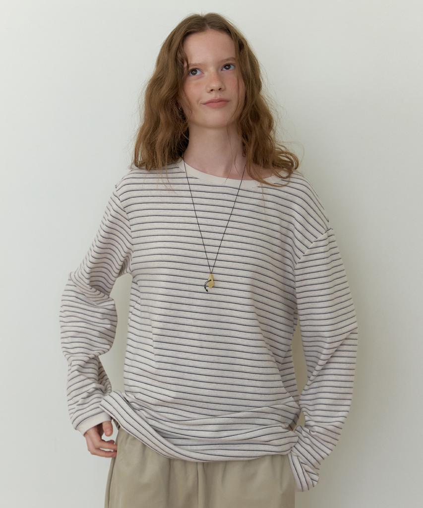 THEMITTEN Barn Overfit T-Shirt (Oat Stripe)