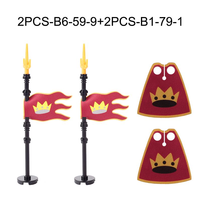 Средневековая Военная Война Армия Замок Рыцарь Солдат Фигурки Строительные Блоки Оружие Плащ Шлем Наплечник Флаг Воин Щит