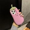 Забавный модный милый 3D-силиконовый чехол с изображением баклажана для iPhone 16 15 14 13 12 Pro Max с мультяшным милым мягким задним чехлом