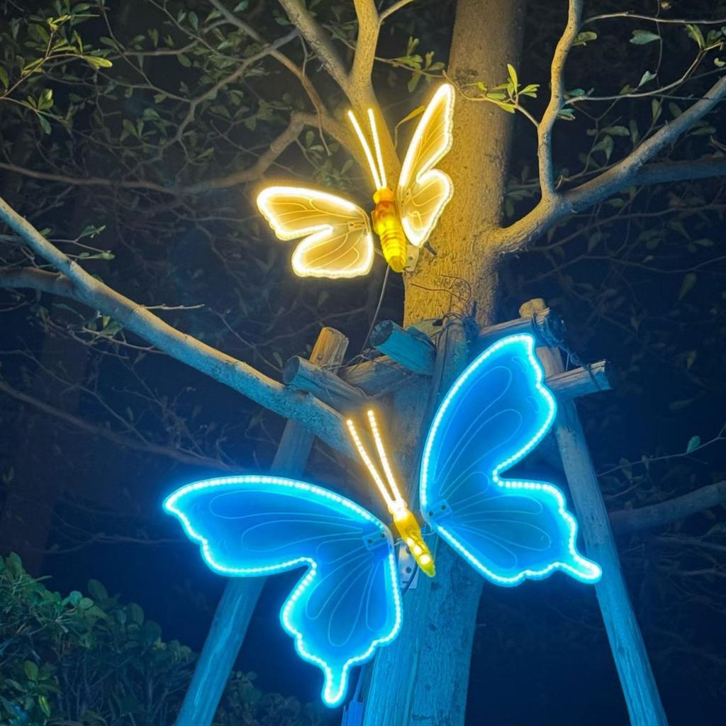 Best-selling LED Outdoor Illuminated Dynamic butterfly Lights, Christmas Garden Decorations, Villa Lawn Decorations