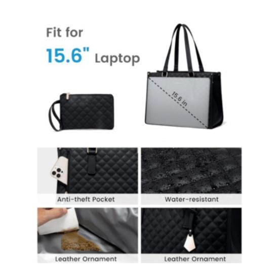3-in-1 Tote Bag Backpack Lunch Bag Women Insulated Lunch Tote 15.6 Inch Laptop Compartment Lunch Pouch for Work Travel