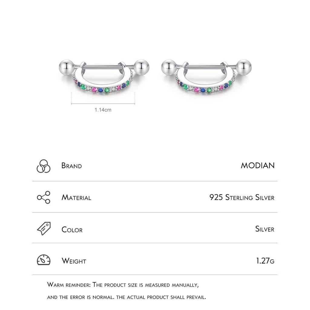 MODIAN Стерлингового серебра 925 пробы, яркие разноцветные серьги-кольца с фианитом, модные серьги-кольца, бусины, винты, гипоаллергенные ювелирные изделия для женщин