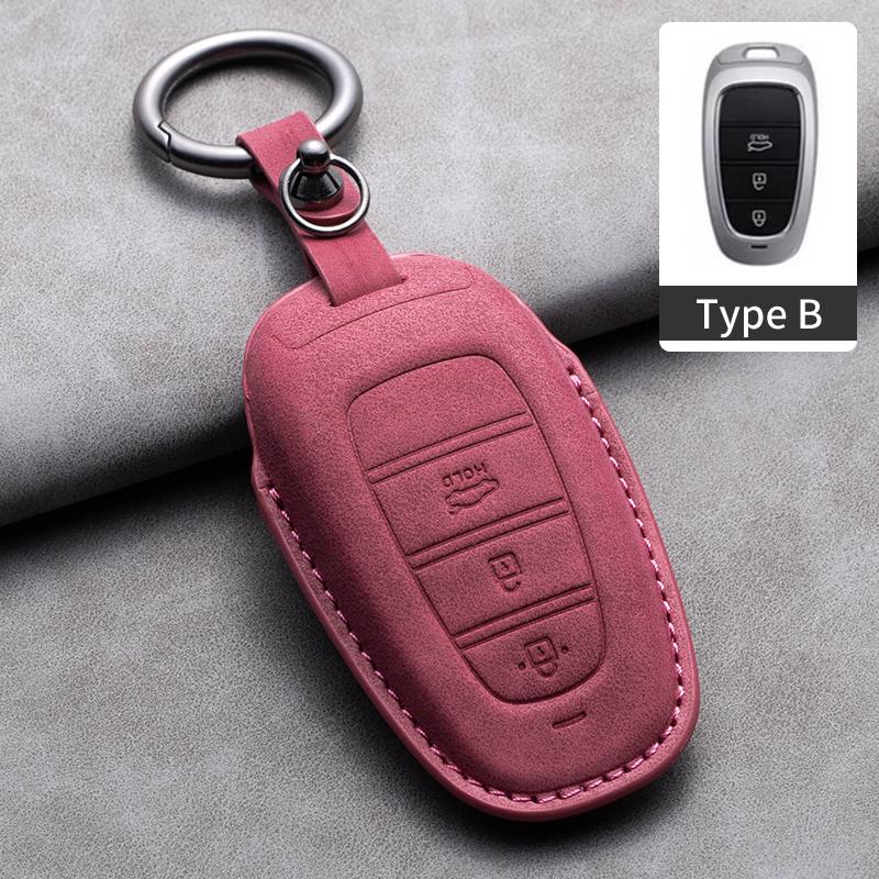 Leather Car Key Case Cover Shell For Hyundai Grand Santa Fe 3 DM I30 IX35 Ix45 Encino KONA Solaris Azera Grandeur Creta 2 Kona
