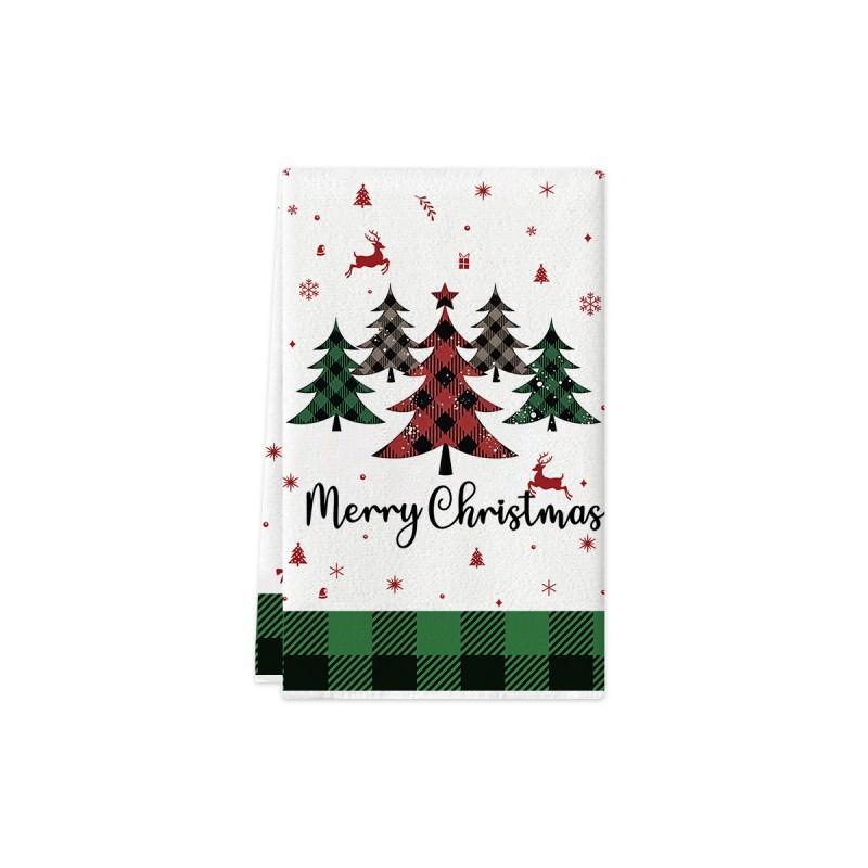 Christmas Kitchen Towel Nordic Style Snowman Print Dish Multipurpose Cotton Tea Home Holiday Decor