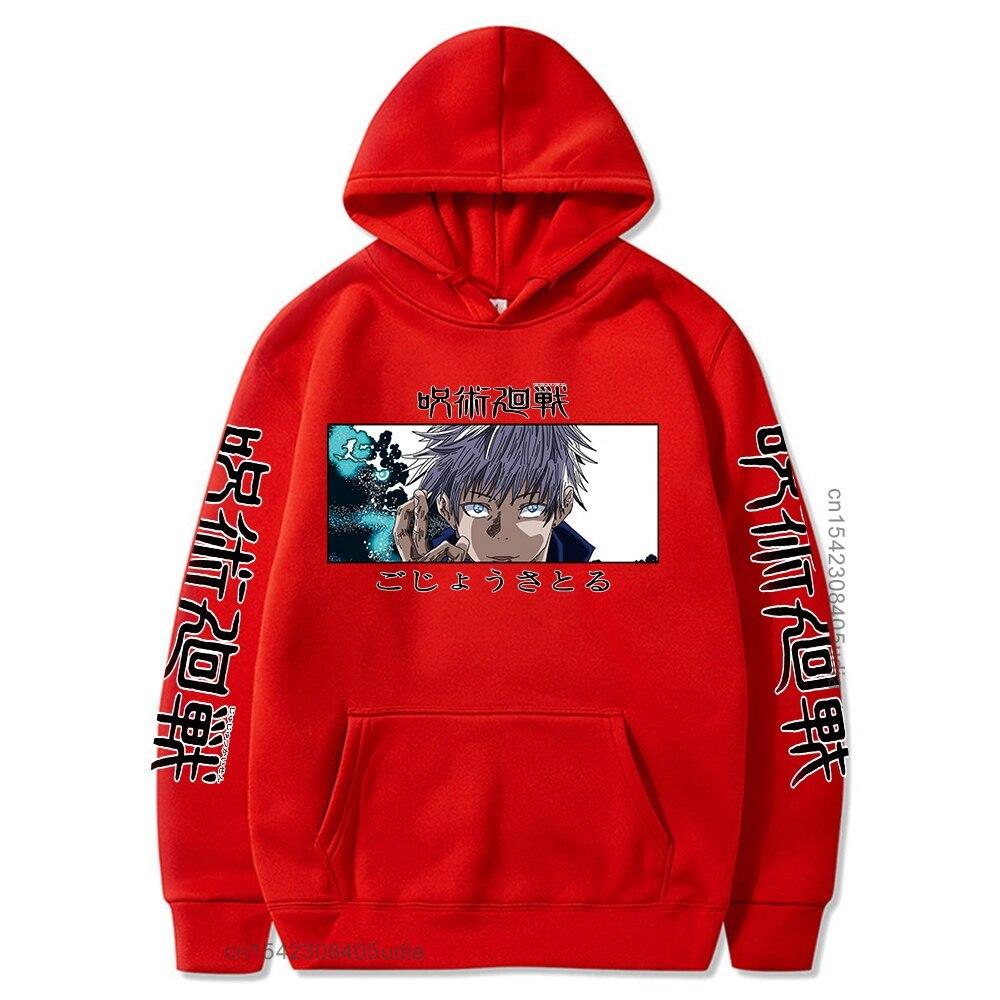 Anime Jujutsu Kaisen Satoru Gojo Print Graphic Hoodies Vintage Oversized Sweatshirt Long Sleeves Cotton Hoodie Men Women Clothes