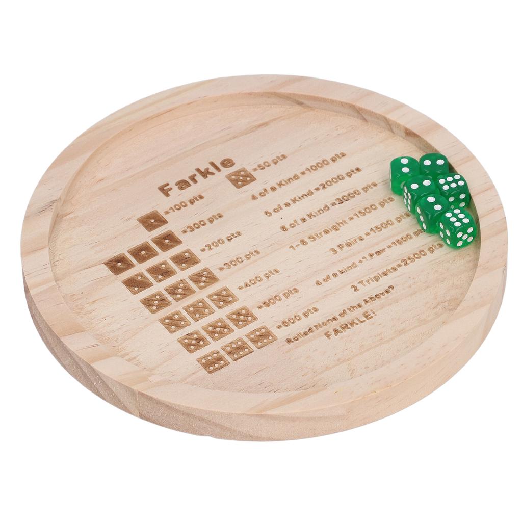 Farkle Dice Tray Improve Math Skills Wooden Classic Dice Game Tray for Family Game Round 18cm